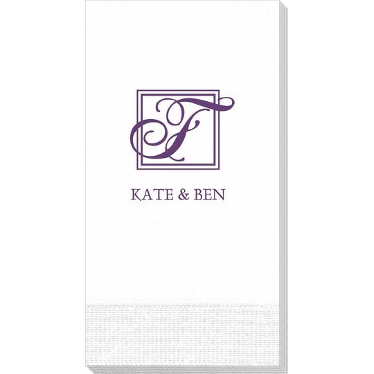 Pick Your Single Initial Monogram with Text Guest Towels